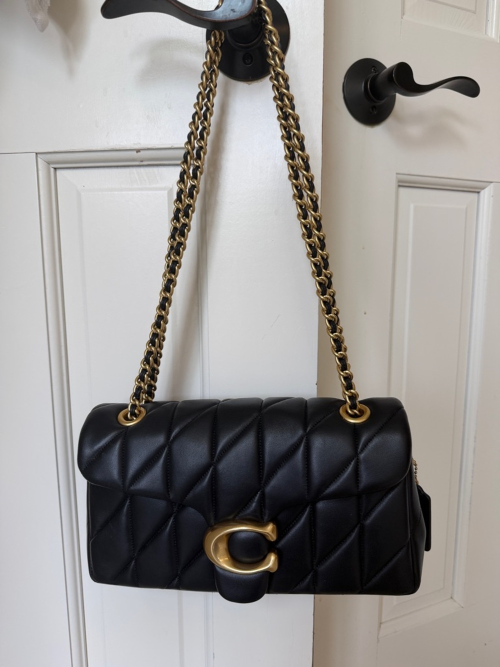 Coach Quilted Tabby 26 Black Leather Shoulder Bag with Gold Hardware - Picture 13 of 14